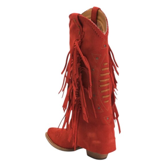 DINGO Made In Mexico Suede Lad 14 Boots With Fringe Spirit Trail - Picture 2 of 3